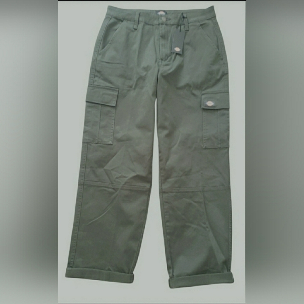 Dickies Relax Cargo 29 Army Olive Green Utility Mid Rise Cotton New